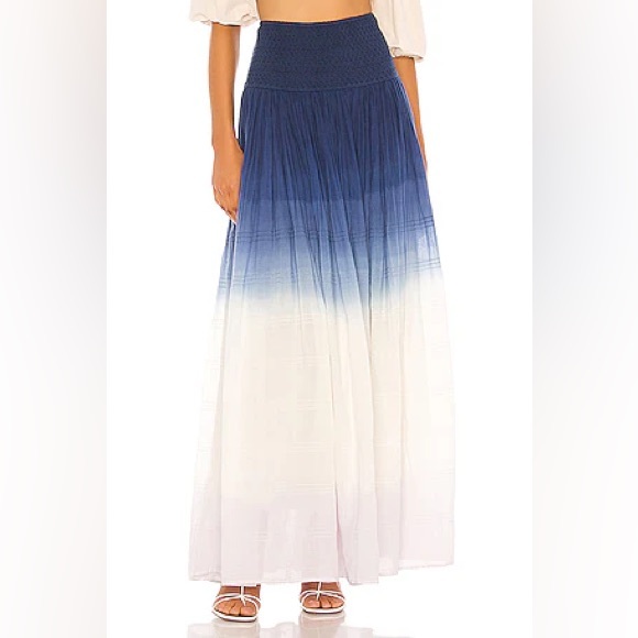 ANAAK Orai Smocked Maxi Skirt in Navy Lilac Tie Dye‎ Size 0